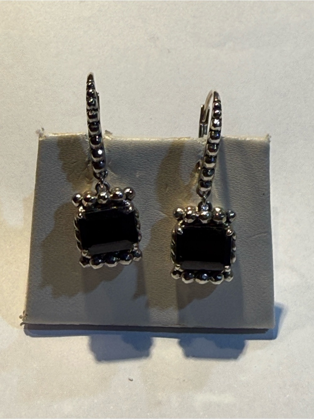 JAI Signed John Hardy Sterling Silver Black Onyx  Dangle Earrings